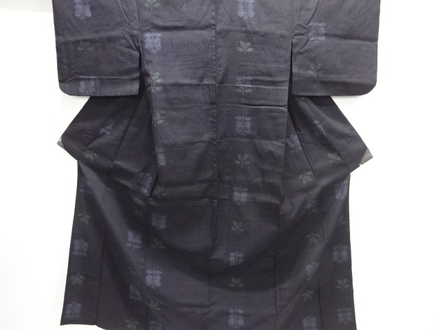 JAPANESE KIMONO / HITOE / YUKI TSUMUGI / WOVEN ENSHU CAMELLIA